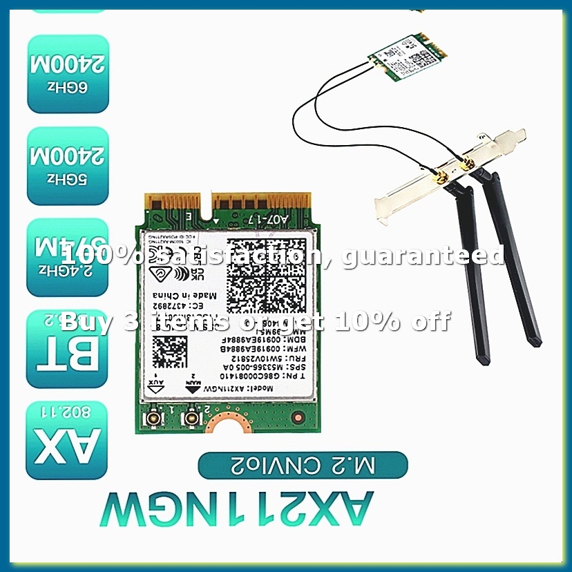 Antenna 2.4Ghz - AX211NGW+Adattatore WiFi 6E M.2 Key E