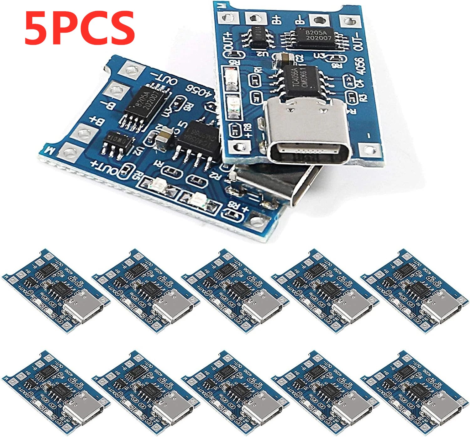 Li Ion Charger Module - 2/5PC Tipo-C Micro Mini 5V1A 18650